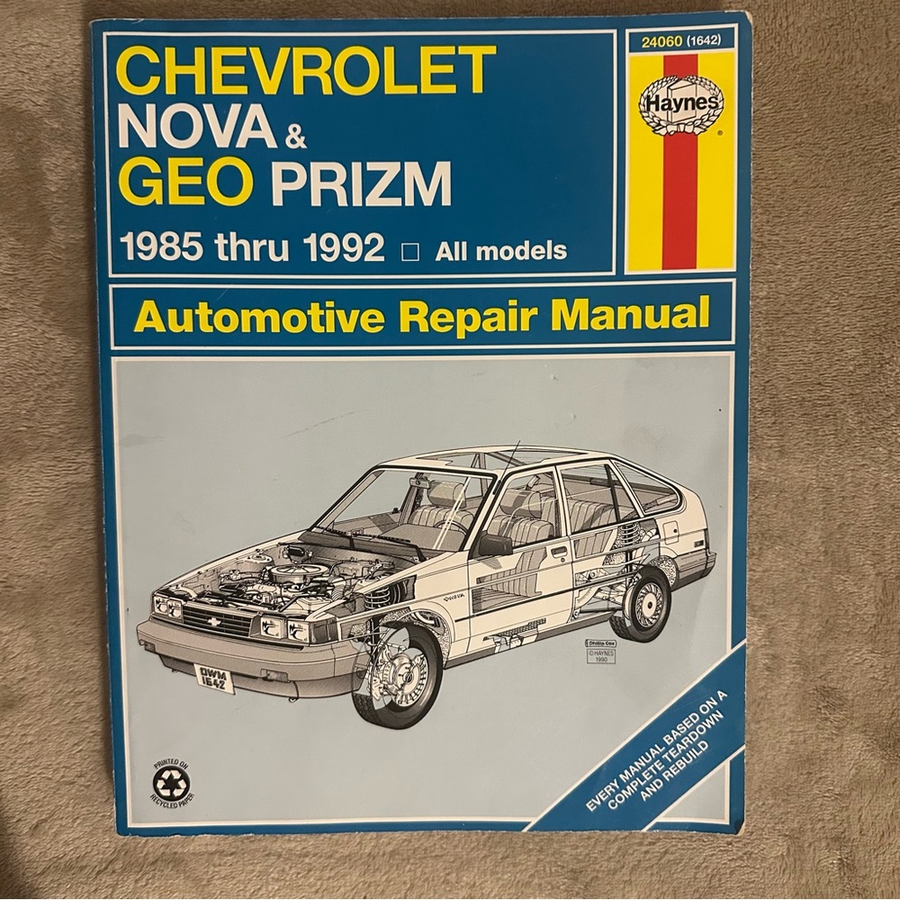 Chevrolet Nova Haynes Repair Manual Geo Prizm 1985 1986 1987 1988 - 1992 #1642